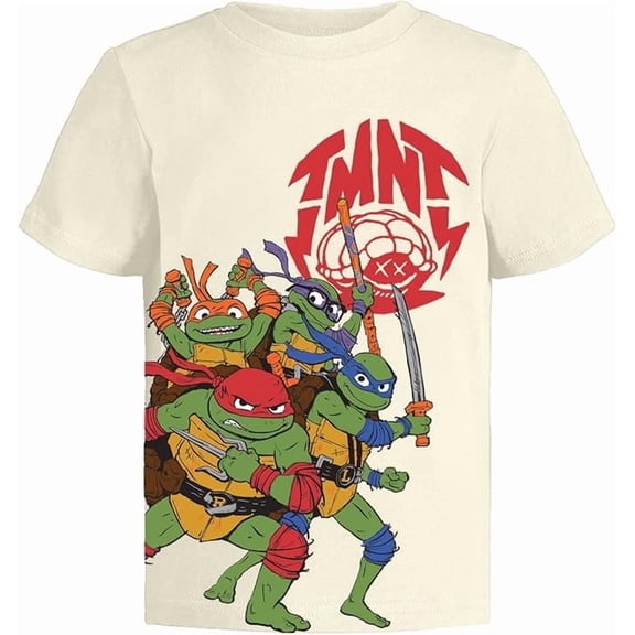 Nickelodeon Ninja Turtles Boys Graphic T-Shirt, Toddler Boy Tee Kids Clothes, Ecru