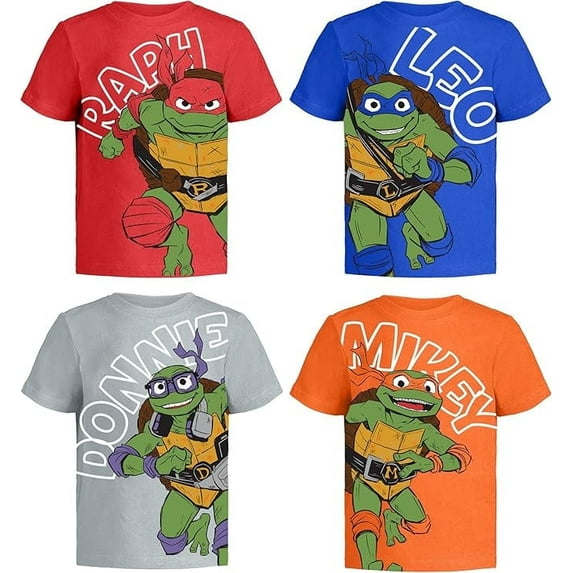 TMNT Ninja Turtles T-Shirt Outfit Boy Tee Toddlers Birthday to Kids Clothes 2T B/R/Gy/Or SS