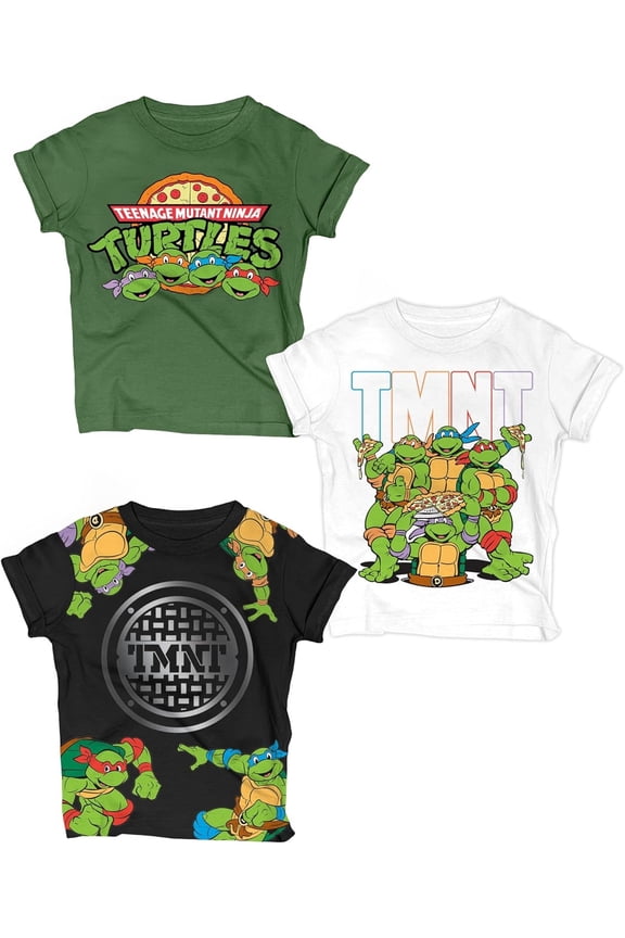 Ninja Turtles T-Shirt, Toddler Boy Tee Kids Clothes, Green/White/Black, 3 Pack