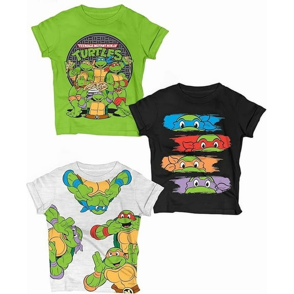 TMNT Ninja Turtles T-Shirt Outfit Boy Tee Toddlers Birthday to Kids Clothes 5T GyH/Bk/Gn SS