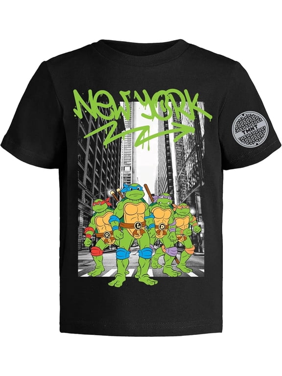 Ninja Turtles Boys Graphic T-Shirt, Toddler Boy Tee Kids Clothes, New York Black