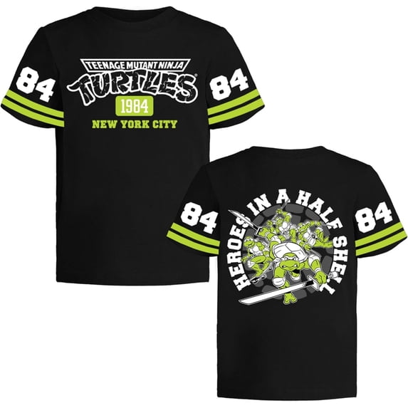 Nickelodeon Ninja Turtles Boys Graphic T-Shirt, Toddler Boy Tee Kids Clothes, Black