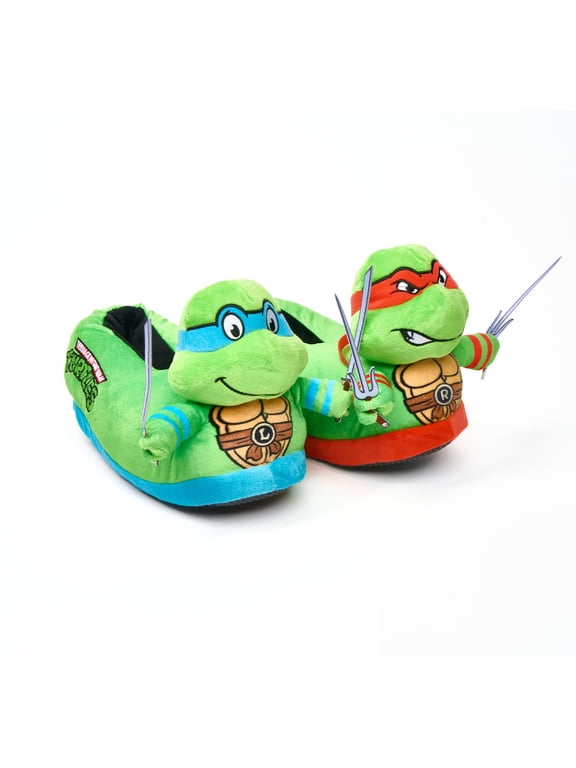 – TMNT Raph and Leo 3D Slippers Large for Men & Women – Soft Plush Indoor House Shoes, Cozy