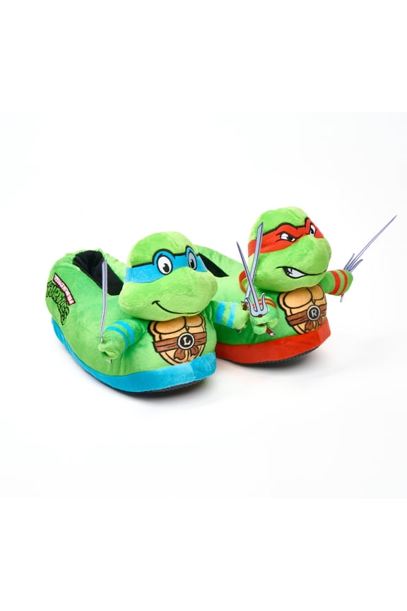 – TMNT Raph and Leo 3D Slippers Large for Men & Women – Soft Plush Indoor House Shoes, Cozy