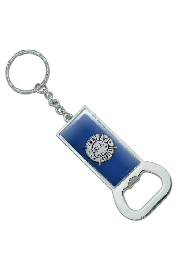 TMNT Rebels Badge Keychain Rectangle Chrome Plated Metal Bottle Cap Opener