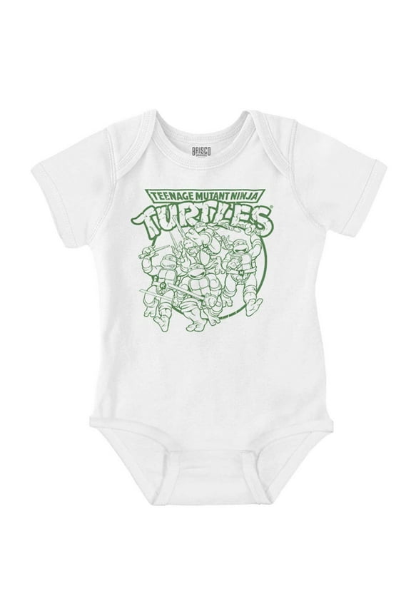 TMNT Retro Ninja Turtles Cartoon Romper Boys or Girls Infant Baby Brisco Brands 12M