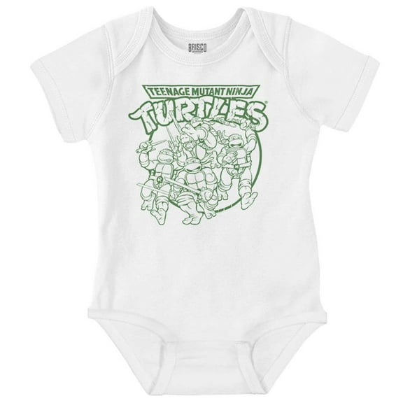 TMNT Retro Ninja Turtles Cartoon Romper Boys or Girls Infant Baby Brisco Brands NB