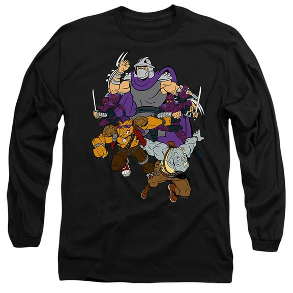 TMNT Shredder and Foot Clan Unisex Adult Long-Sleeve T Shirt (Small) Black