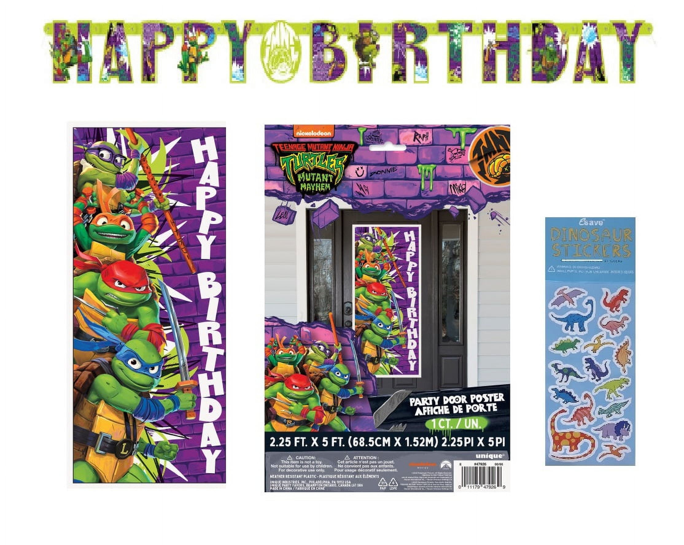 TMNT Teenage Mutant Ninja Turtles Birthday Party Supplies Bundle Banner Door Poster Stickers