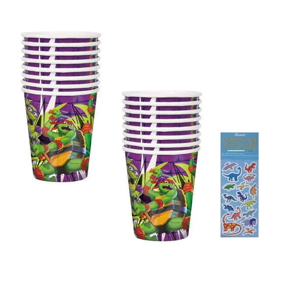Unique Teenage Mutant Ninja Turtles Birthday Party Supplies with Paper Cups and Stickers, 16 Pieces