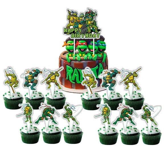 TMNT Teenage Mutant Ninja Turtles Cake Topper CupcakeS Set Birthday Party Supplies Decoration Decor Kit