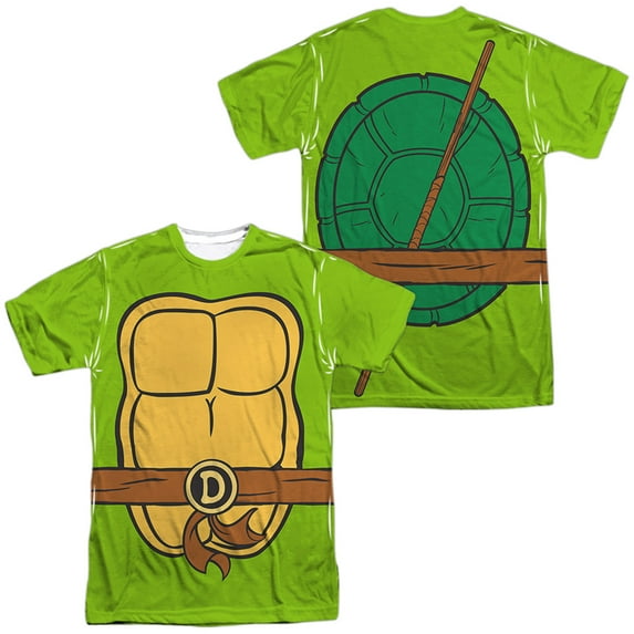 TMNT Teenage Mutant Ninja Turtles Donatello Costume Unisex Adult Sublimated Halloween Costume T Shirt (2X-Large) White (Front/Back)