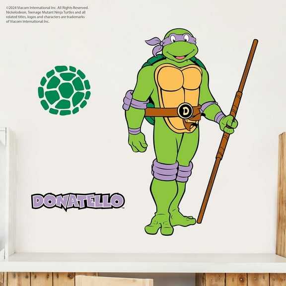 TMNT Teenage Mutant Ninja Turtles Donatello Wall Decal - 21" Donnie Purple Vinyl Wall Sticker Bedroom Decorations - Peel and Stick Room Dcor