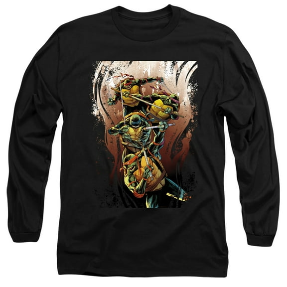 TMNT Teenage Mutant Ninja Turtles Earthy Rainbow Warriors Unisex Adult Long-Sleeve T Shirt