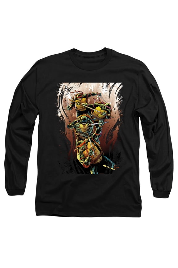 TMNT Teenage Mutant Ninja Turtles Earthy Rainbow Warriors Unisex Adult Long-Sleeve T Shirt
