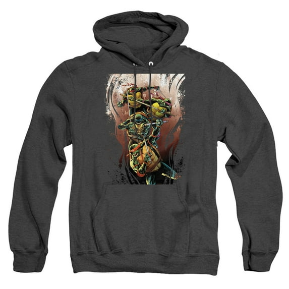 TMNT Teenage Mutant Ninja Turtles Earthy Rainbow Warriors Unisex Adult Pull-Over Heather Hoodie