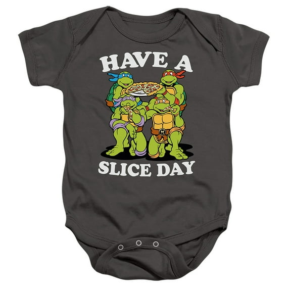 TMNT Teenage Mutant Ninja Turtles Have A Slice Day Unisex Infant Snap Suit for Baby, Charcoal, 6 Months