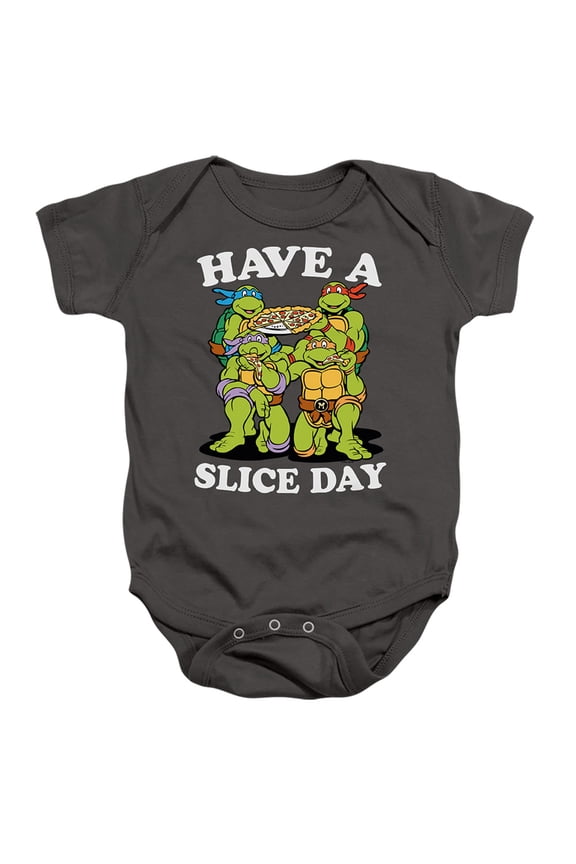 TMNT Teenage Mutant Ninja Turtles Have A Slice Day Unisex Infant Snap Suit for Baby, Charcoal, 6 Months