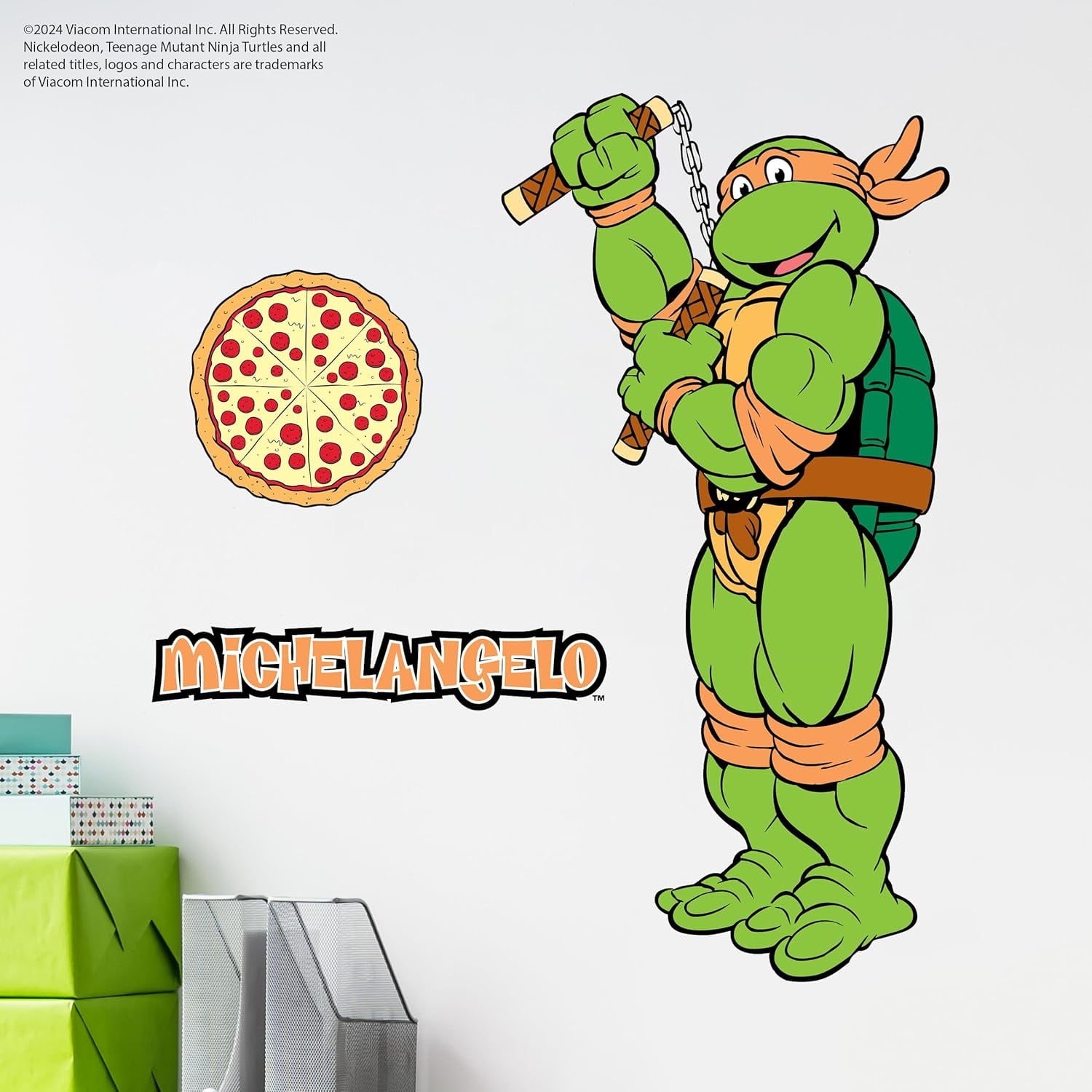 TMNT Teenage Mutant Ninja Turtles Michelangelo Wall Decal - 20" Mikey Orange Vinyl Wall Sticker Bedroom Decorations - Peel and Stick Room Dcor