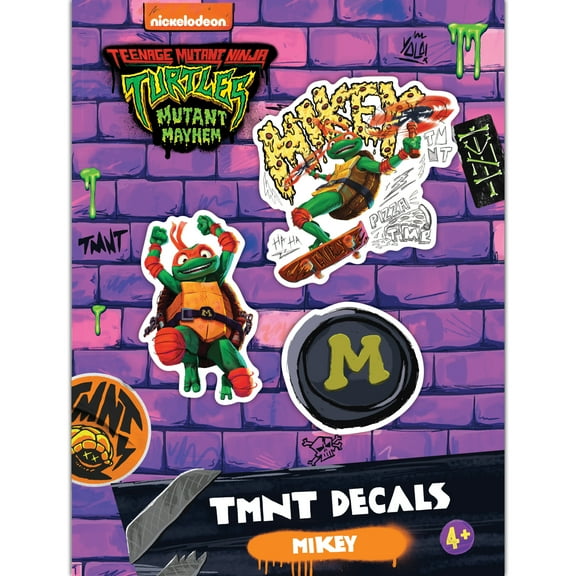 TMNT Teenage Mutant Ninja Turtles Mikey Vinyl Decals - Set of 3 Michelangelo Mutant Mayhem Stickers for Car Water Bottle Bike Helmet Laptop Skateboard - Outdoor Rated Water Resistant Vinyl