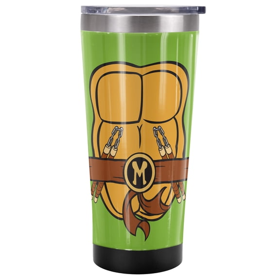 TMNT Teenage Mutant Ninja Turtles Official Mikey Shell 20 oz Travel Tumbler, Stainless Steel, Vacuum Insulated with Leak Resistant Slide-Lock Lid