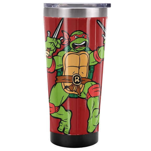 TMNT Teenage Mutant Ninja Turtles Official Raph And Logo 20 oz Travel Tumbler, Stainless Steel, Vacuum Insulated with Leak Resistant Slide-Lock Lid