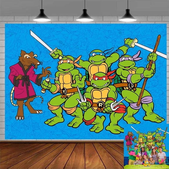 TMNT Teenage Mutant Ninja Turtles Party Supplies Backdrop Banner Poster Birthday Decorations Background for Photography Taspestry
