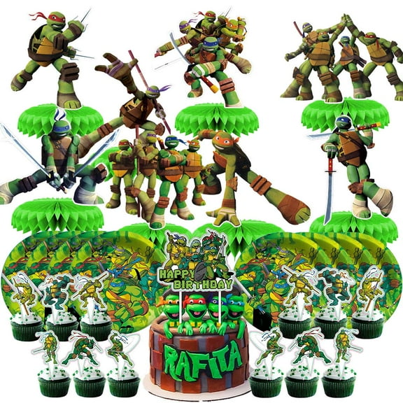 TMNT Teenage Mutant Ninja Turtles Party Supplies Decor Plates Fans Decorations Honeycomb Centerpieces Cake Toppers