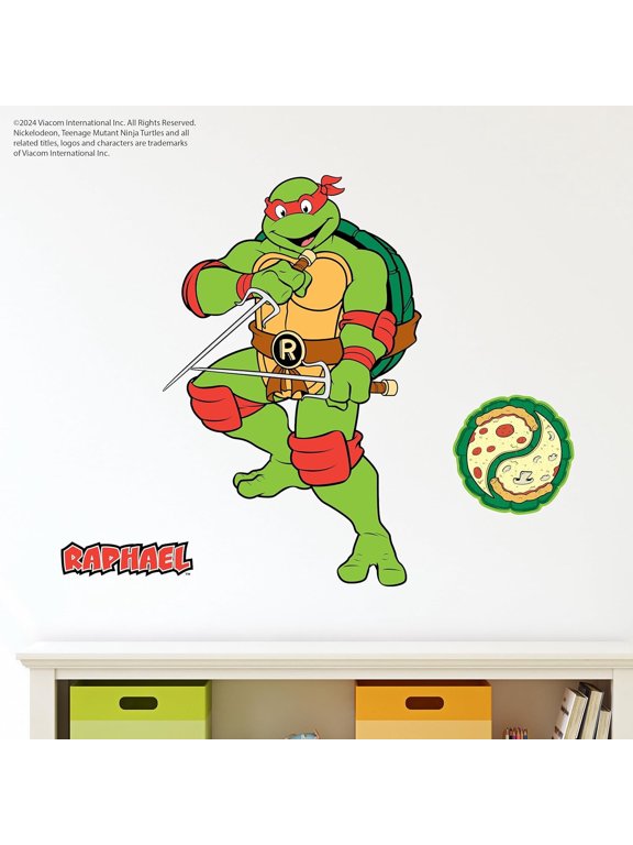 TMNT Teenage Mutant Ninja Turtles Raphael Wall Decal - 21" Raph Red Vinyl Wall Sticker Bedroom Decorations - Peel and Stick Room Dcor