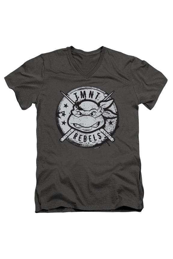TMNT Teenage Mutant Ninja Turtles Rebels Distressed Logo Unisex Adult V-Neck T Shirt