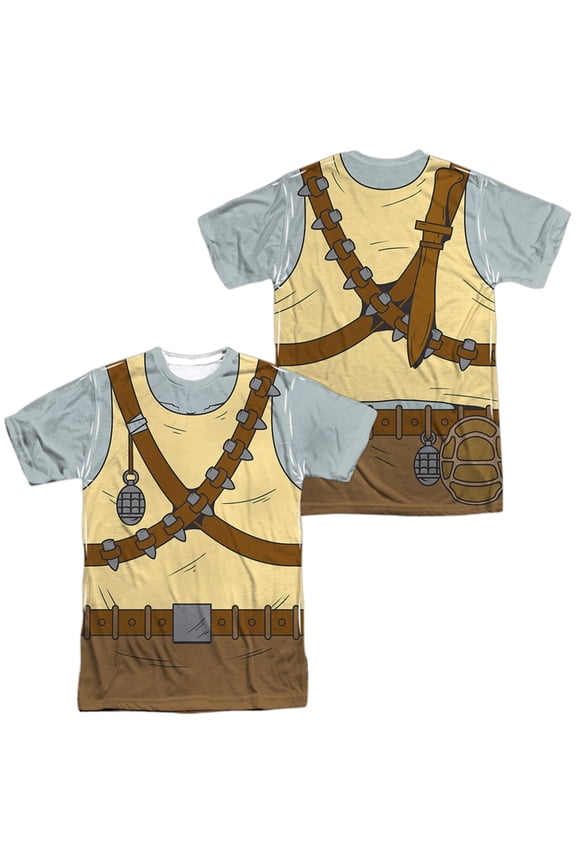 TMNT Teenage Mutant Ninja Turtles Rocksteady Costume Unisex Adult Sublimated Halloween Costume T Shirt (X-Large) White (Front/Back)