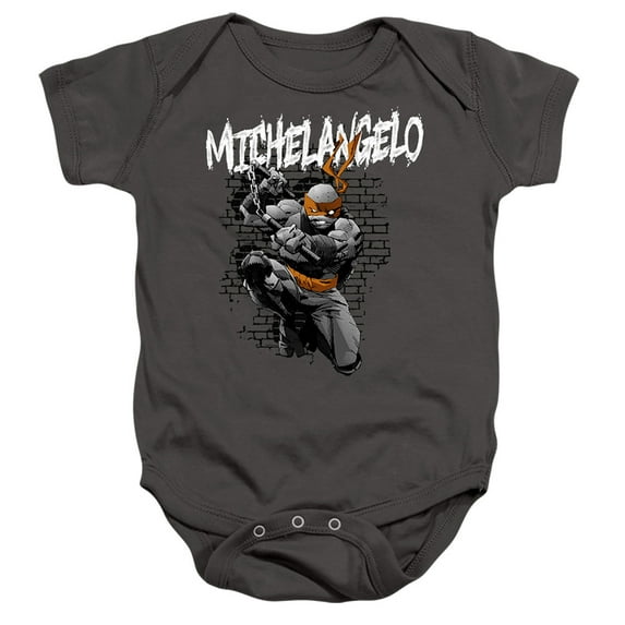 TMNT Teenage Mutant Ninja Turtles TMNT Michelangelo Unisex Infant Snap Suit for Baby, Charcoal, 12 Months