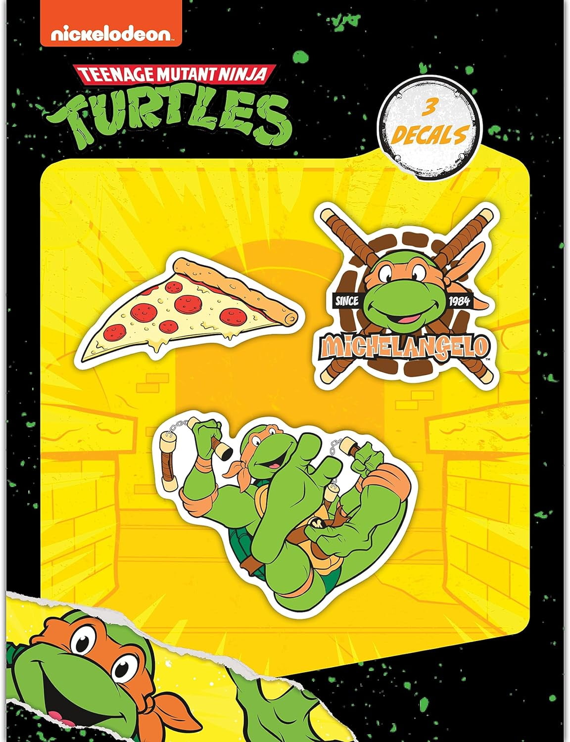 tmnt-teenage-mutant-ninja-turtles-vinyl-decals-set-of-3-michelangelo-ninja-turtle-stickers-for-car-water-bottle-bike-helmet-laptop-skateboard-outdoor-rated-water-resistant-vinyl-walmart-com