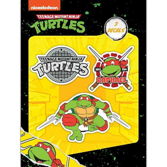 TMNT Teenage Mutant Ninja Turtles Vinyl Decals - Set of 3 Raphael Ninja Turtle Stickers for Car Water Bottle Bike Helmet Laptop Skateboard - Outdoor Rated Water Resistant Vinyl