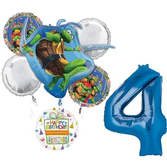 TMNT Theme 4th Birthday Party Supplies Ninja Turtle Mayhem Balloon Bouquet Decorations