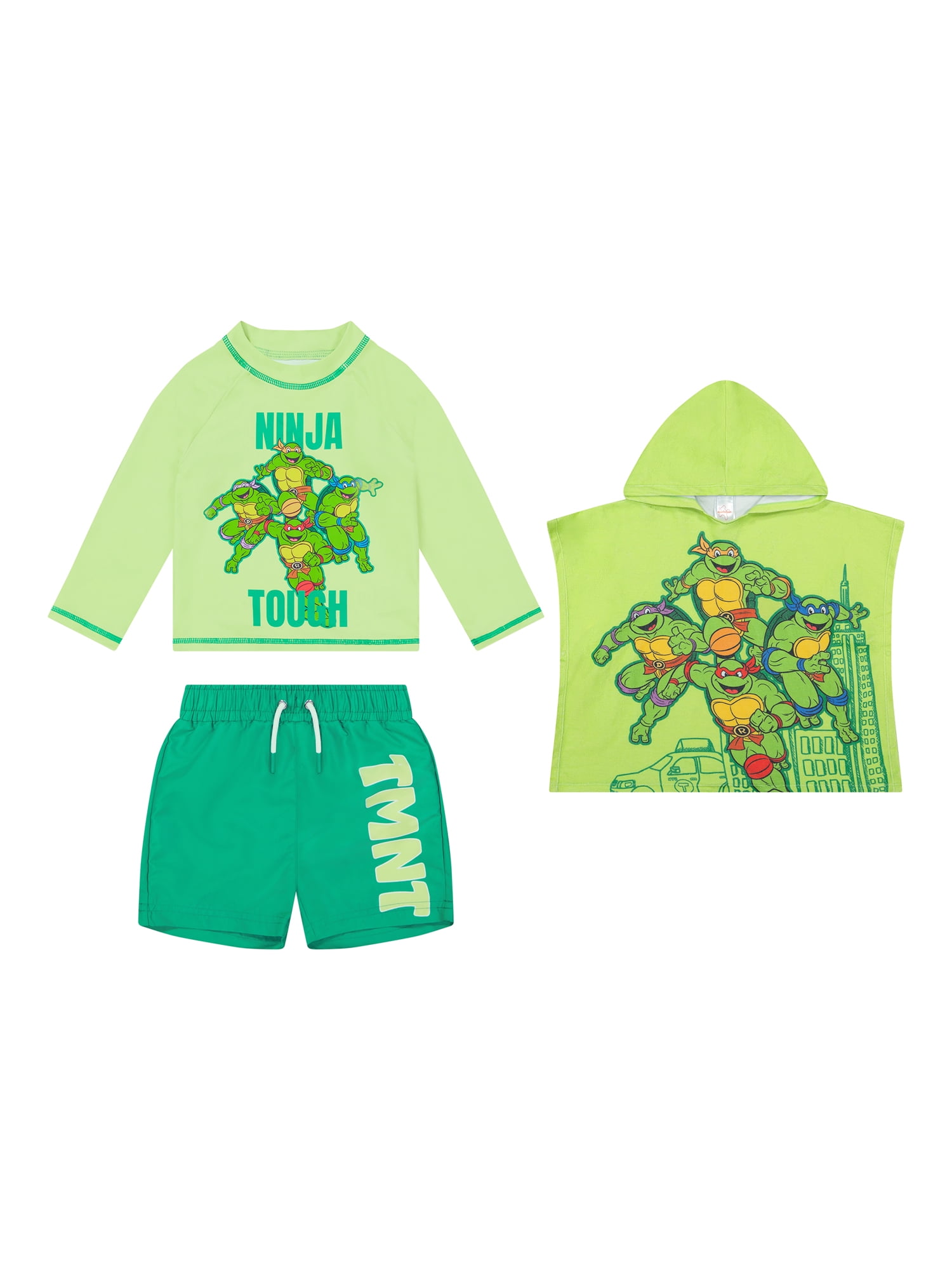 Character Toddler Boy Rash Guard Swim Set with Coverup, 3- Pieces, Sizes 12M- 5T