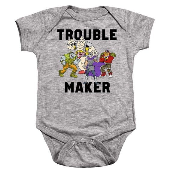 TMNT Trouble Maker Unisex Infant Snap Suit for Baby (6 Months) Athletic Heather