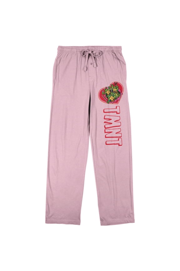 TMNT Valentine's Day Turtles Women's Pink Sleep Pajama Pants-Medium