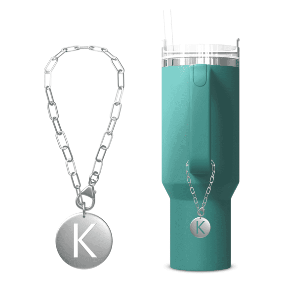 TMNovo Initial Tumbler Charm Accessories for Stanley Cup 40 and 30 oz, Silver - Letter K