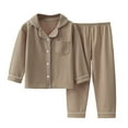thumbnail image 1 of TMOYZQ 12M-12Y Toddler Kids Long Sleeve Buttton Down Soft Comfy Cotton Pajamas Set Newborn Infant 2 Piece Solid Color Pjs Set Sleepwear Outfits for Baby Girls Boys, 1 of 3