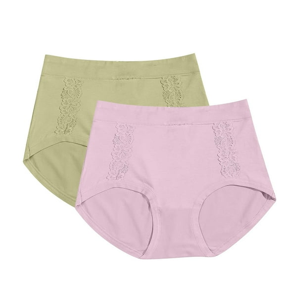 Miqool 2 PC Women's Briefs Underwear Cotton Shapewear Double Support High Waist Tummy Control Panties