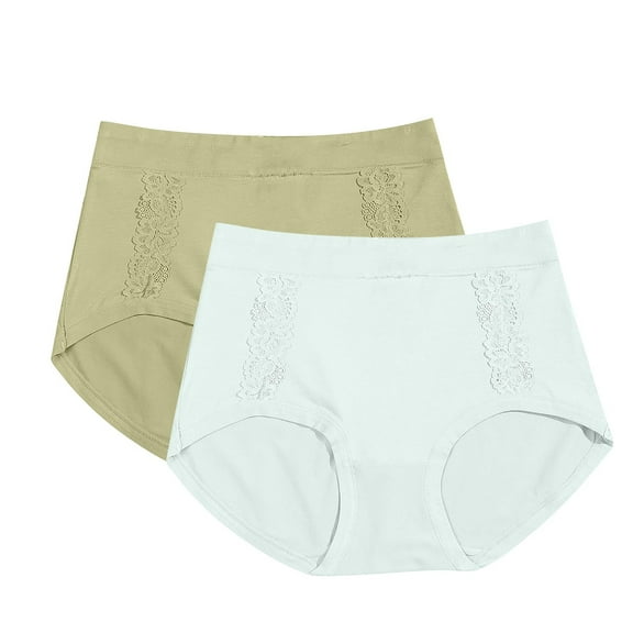 Miqool 2 PC Women's Briefs Underwear Cotton Shapewear Double Support High Waist Tummy Control Panties