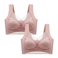 thumbnail image 1 of TMOYZQ 2-Pack Sports Bras for Women, Lace Mesh Breathable Comfort Lightly Lined T-Shirt Bra Full-Coverage Wireless High Support Fitness Yoga Bras Everyday Sleeping Bralettes Lingerie, 1 of 4