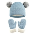 thumbnail image 1 of TMOYZQ 2 Piece Kids Winter Hat Gloves Sets Knit Hats for Boys Girls Fleece Lined Cold Weather Accessories Knit Caps with Cute Pom Pom, 1 of 7