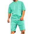 thumbnail image 1 of TMOYZQ 2 Pieces Outfits for Men Summer Sweatsuit Short Sleeve T-Shirts and Cargo Shorts Casual Athletic Daily Sets Oversize Lightweight Quick Dry Loungewear, 1 of 5