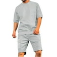 thumbnail image 1 of TMOYZQ 2 Pieces Outfits for Men Summer Sweatsuit Short Sleeve T-Shirts and Cargo Shorts Casual Athletic Daily Sets Oversize Lightweight Quick Dry Loungewear, 1 of 5
