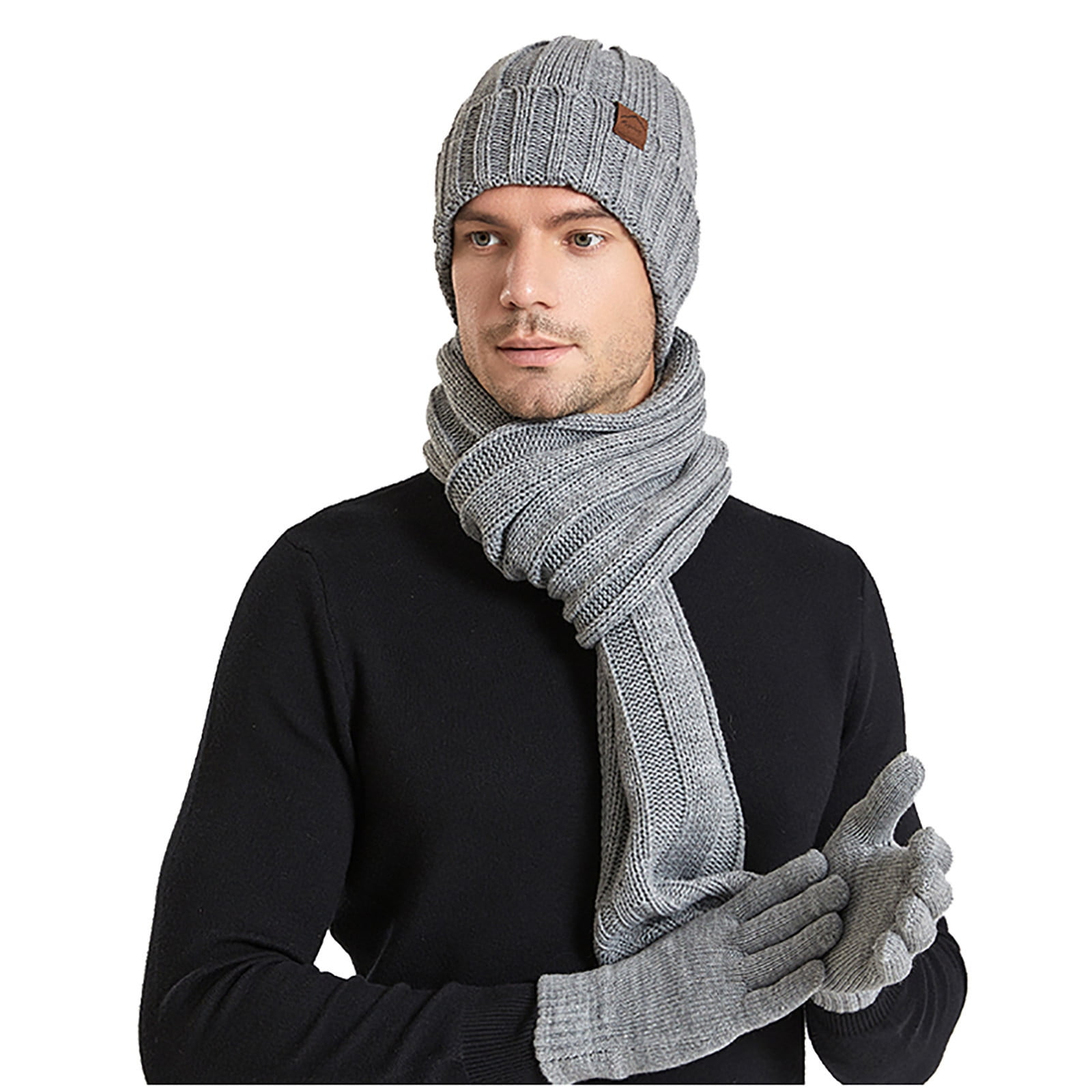 Mens Winter Plush 3 Piece Set Hat Scarf Gloves Cozy Warmth And All Day Comfort For Men main image 0