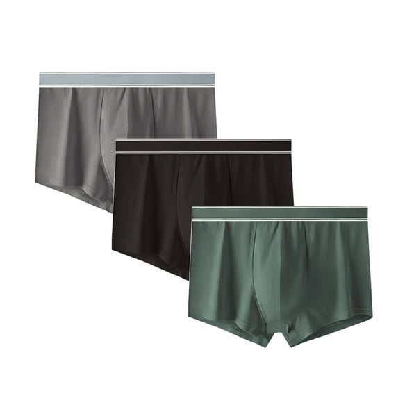 TMOYZQ 3 Pack Mens Boxer Briefs with Pouch, Breathable Moisture Wicking Stretch Underwear Comfort Low RiseTagless Briefs on Clearance