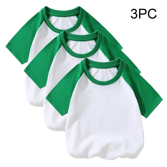 TMOYZQ 3 Pack Toddler Comfort Cotton Shirts Unisex Baby Little Kids Color Block Crewneck Short Sleeve T-Shirts Basic Tees for Boys Girls 2-12 Years