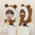 thumbnail image 1 of Deals of The Day Clearance TMOYZQ Kids Girls Winter Thick Warm Fuzzy Knit Hats Fleece Cute Bear Ear Long Hooded Scarf with Mask, 1 of 4